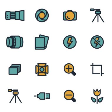 Vektör düz fotoğraf Icons set