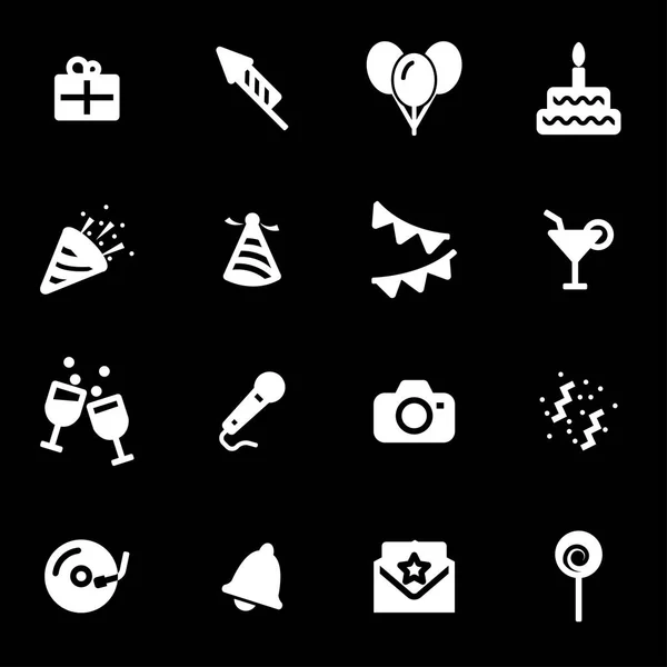 Ensemble d'icônes d'anniversaire blanc vectoriel — Image vectorielle
