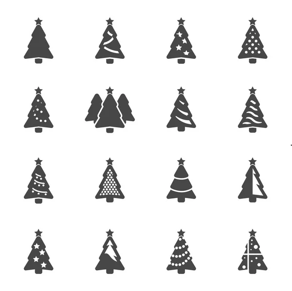Vektor sort juletræ ikoner sæt – Stock-vektor
