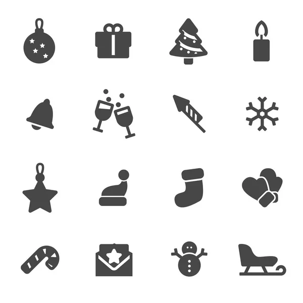 Conjunto de iconos de Navidad Vector negro — Archivo Imágenes Vectoriales