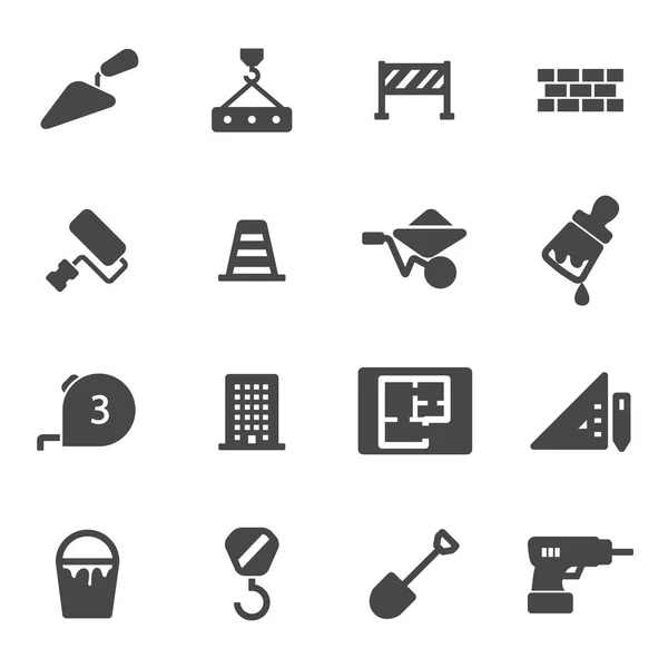 Vector zwarte bouw icons set — Stockvector