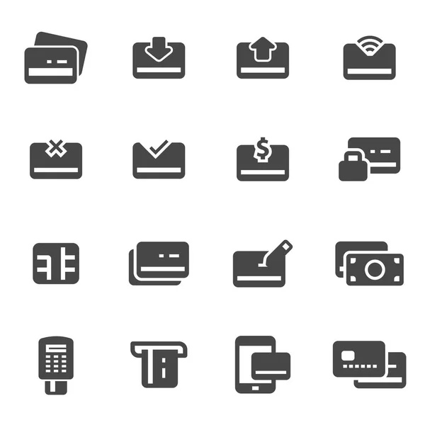 Conjunto de iconos de tarjeta de crédito Vector negro — Archivo Imágenes Vectoriales