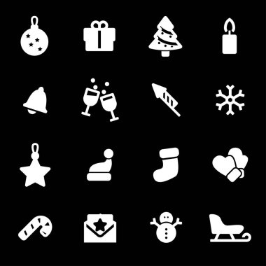 Beyaz vektör Christmas Icons set