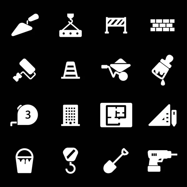 Conjunto de iconos de construcción vectorial blanco — Vector de stock