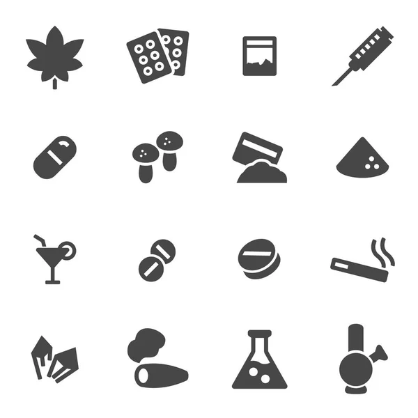 Set di icone della droga nera vettoriale — Vettoriale Stock