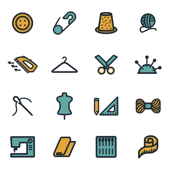 Conjunto de iconos de costura plana vectorial — Archivo Imágenes Vectoriales