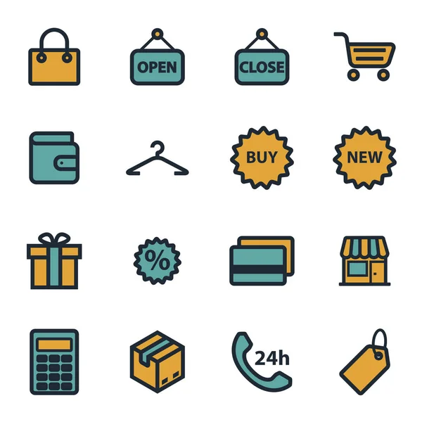 Conjunto de iconos de tienda plana vectorial — Archivo Imágenes Vectoriales