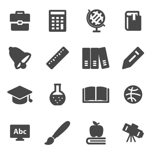 Conjunto de iconos de educación negra vectorial — Vector de stock