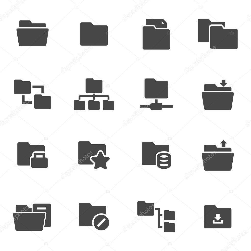 Vector black folder icons set