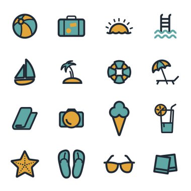 Vektör düz yaz Icons set