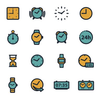 Vektör düz zaman Icons set
