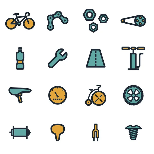 Set de iconos de bicicleta plana vectorial — Vector de stock