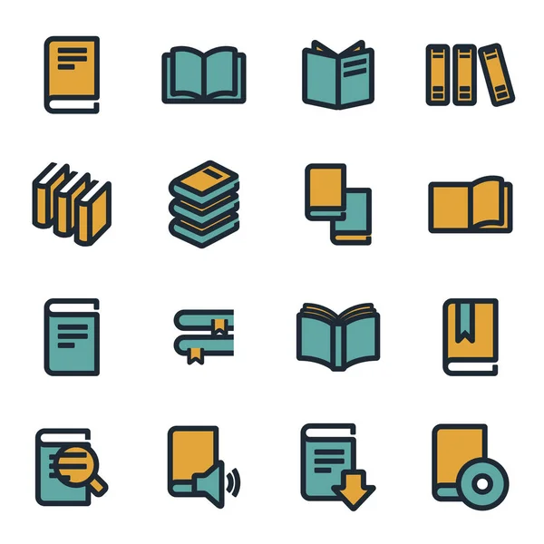 Vector conjunto de iconos de libro plano — Archivo Imágenes Vectoriales