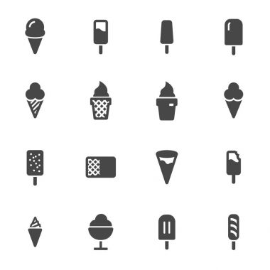 siyah buz krem Icons set vektör