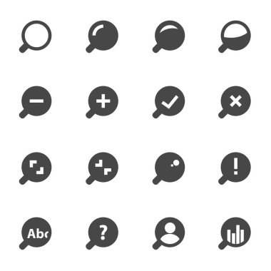 siyah vektör Büyüteç Icons set