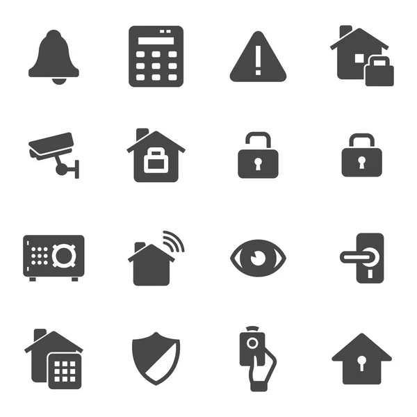 Conjunto de iconos de seguridad para el hogar negro vector — Archivo Imágenes Vectoriales