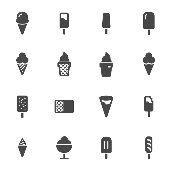 Conjunto de iconos de helado negro vectorial — Vector de stock