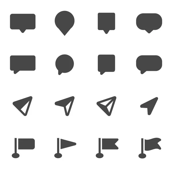 Set di icone puntatore mappa nera vettoriale — Vettoriale Stock