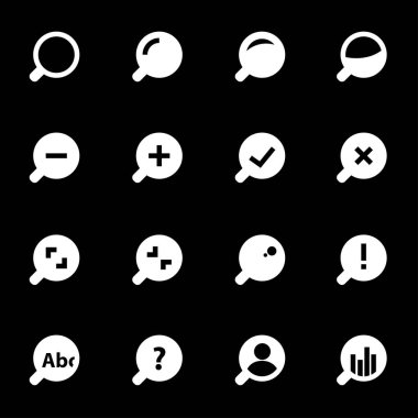 Vektör beyaz Büyüteç Icons set