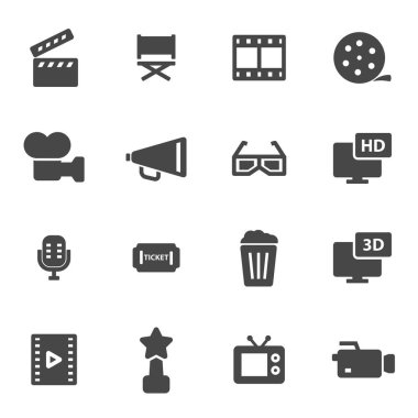 Vektör siyah film Icons set