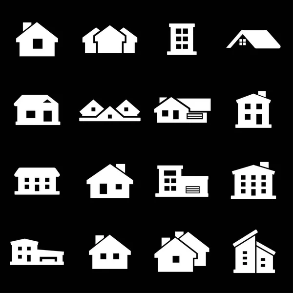 Vector white house icons set — Stock Vector
