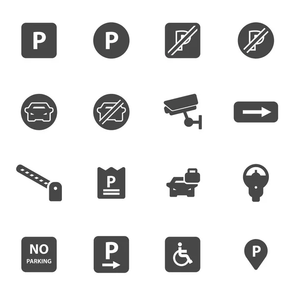 Set icone parcheggio vettoriale nero — Vettoriale Stock