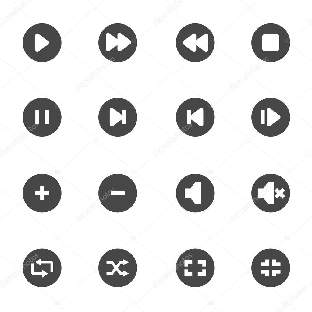 Vector black media buttons icons set