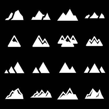 Vektör beyaz dağlar Icons set