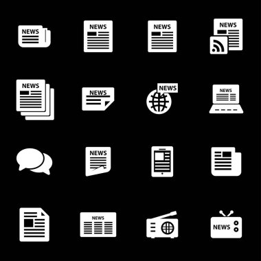 Vektör beyaz haber Icons set