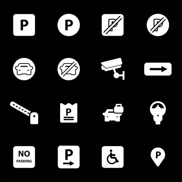 Conjunto de iconos de estacionamiento blanco vectorial — Vector de stock