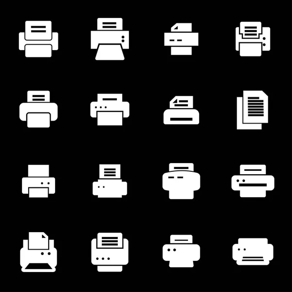 矢量白色打印机图标集 — 图库矢量图片