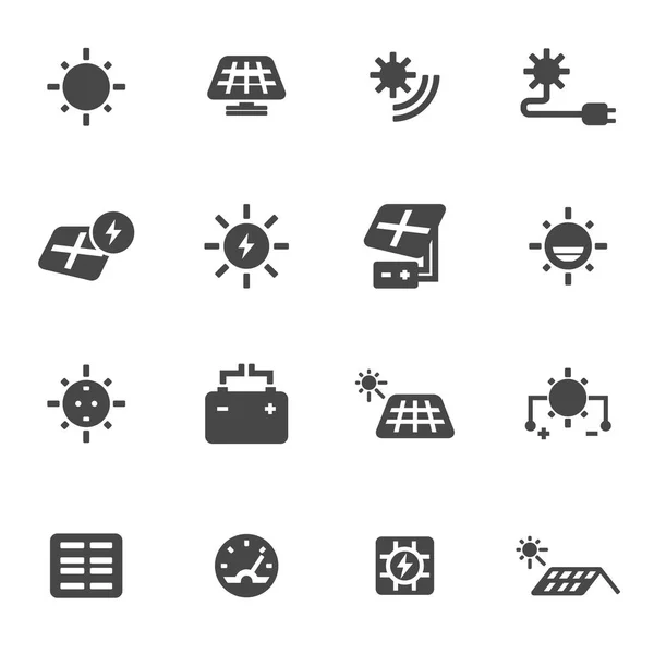 Conjunto de iconos de energía solar negra vectorial — Archivo Imágenes Vectoriales