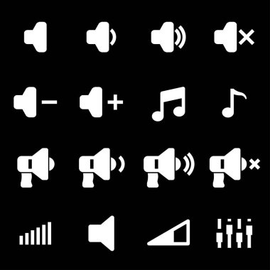 Vektör beyaz hoparlör Icons set