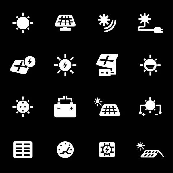 Conjunto de iconos de energía solar blanca vectorial — Vector de stock