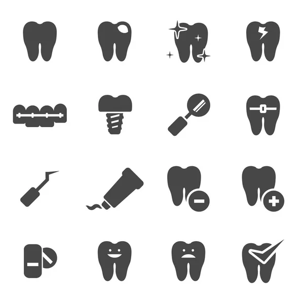 Vektor schwarze Zähne Symbole gesetzt — Stockvektor