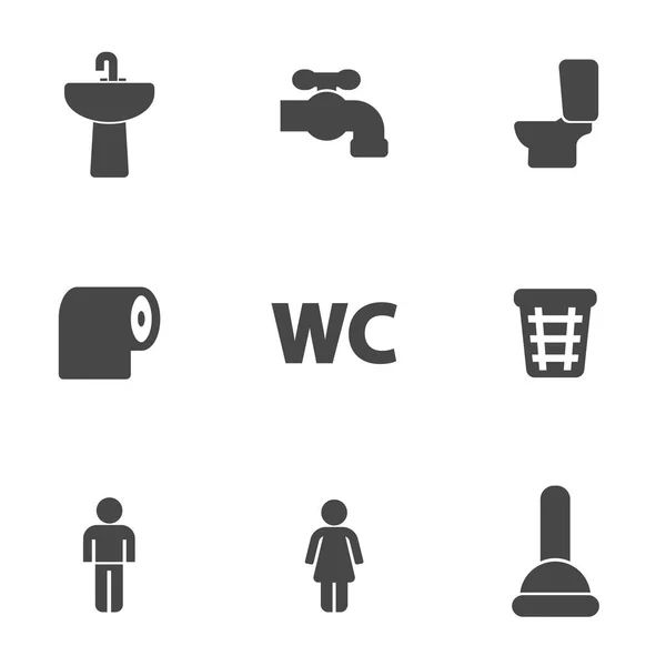 Conjunto de ícones de banheiro preto vetorial —  Vetores de Stock