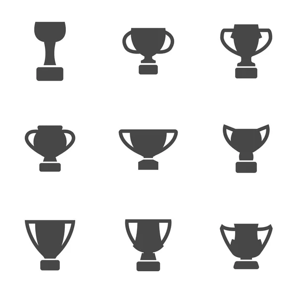 Conjunto de ícones de troféu preto vetorial — Vetor de Stock