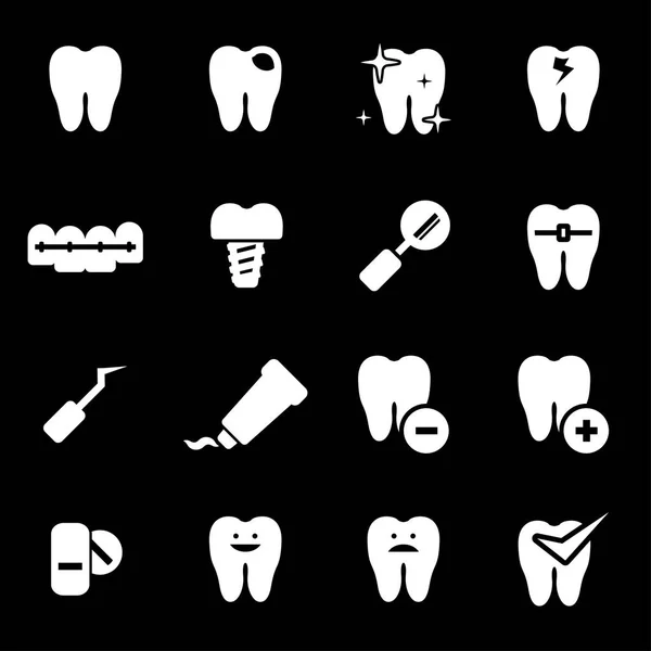 Vector white teeth icons set — Stock Vector
