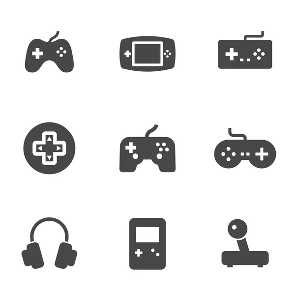 Vector negro conjunto de iconos de videojuegos — Vector de stock