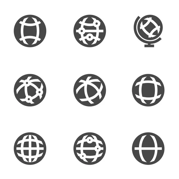 Conjunto de iconos del mapa del mundo negro vectorial — Vector de stock