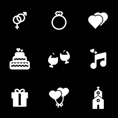 Vektör beyaz düğün Icons set