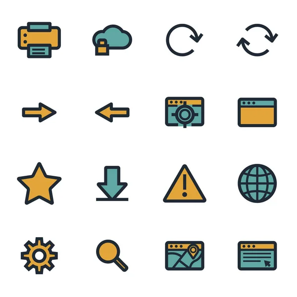 Conjunto de iconos de navegador plano vectorial — Vector de stock