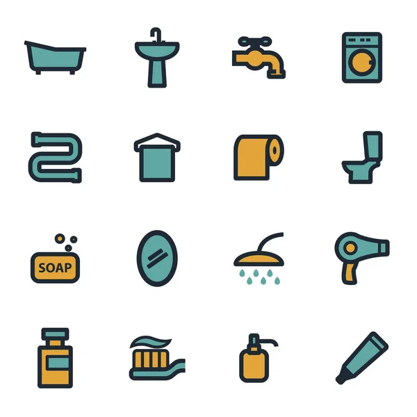 Vector conjunto de iconos de baño plano — Archivo Imágenes Vectoriales