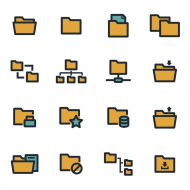 Vektör kapalı klasör simgeleri set