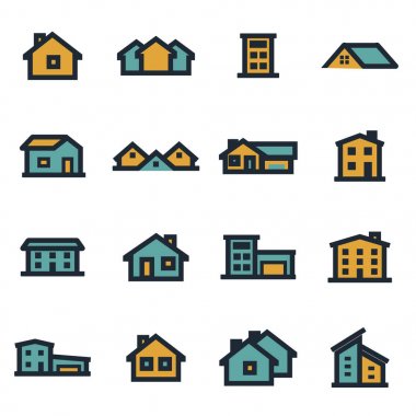 Vektör düz ev Icons set