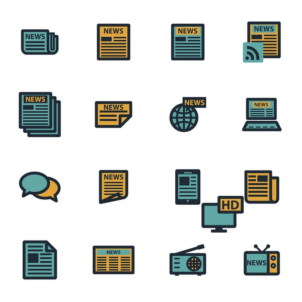 Set de iconos de noticias planas vectoriales — Archivo Imágenes Vectoriales