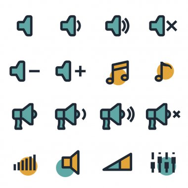 Vektör düz hoparlör Icons set
