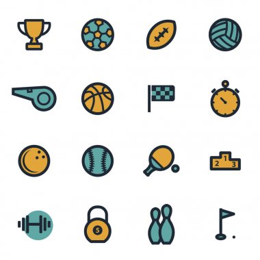 Vektör düz spor Icons set