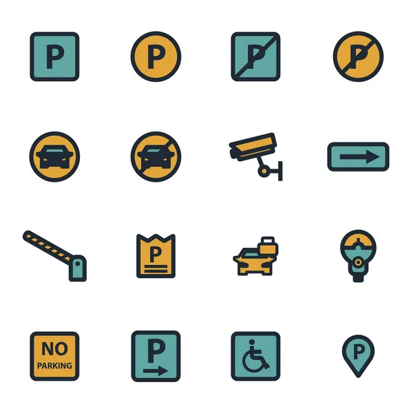 Vector flat parking icons set — Stock Vector