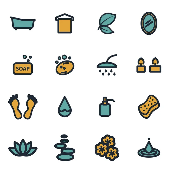 Set de iconos de spa plano vectorial — Archivo Imágenes Vectoriales